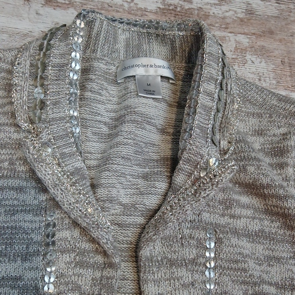 Christopher & Banks Sequin Open Front Cardigan - image 3